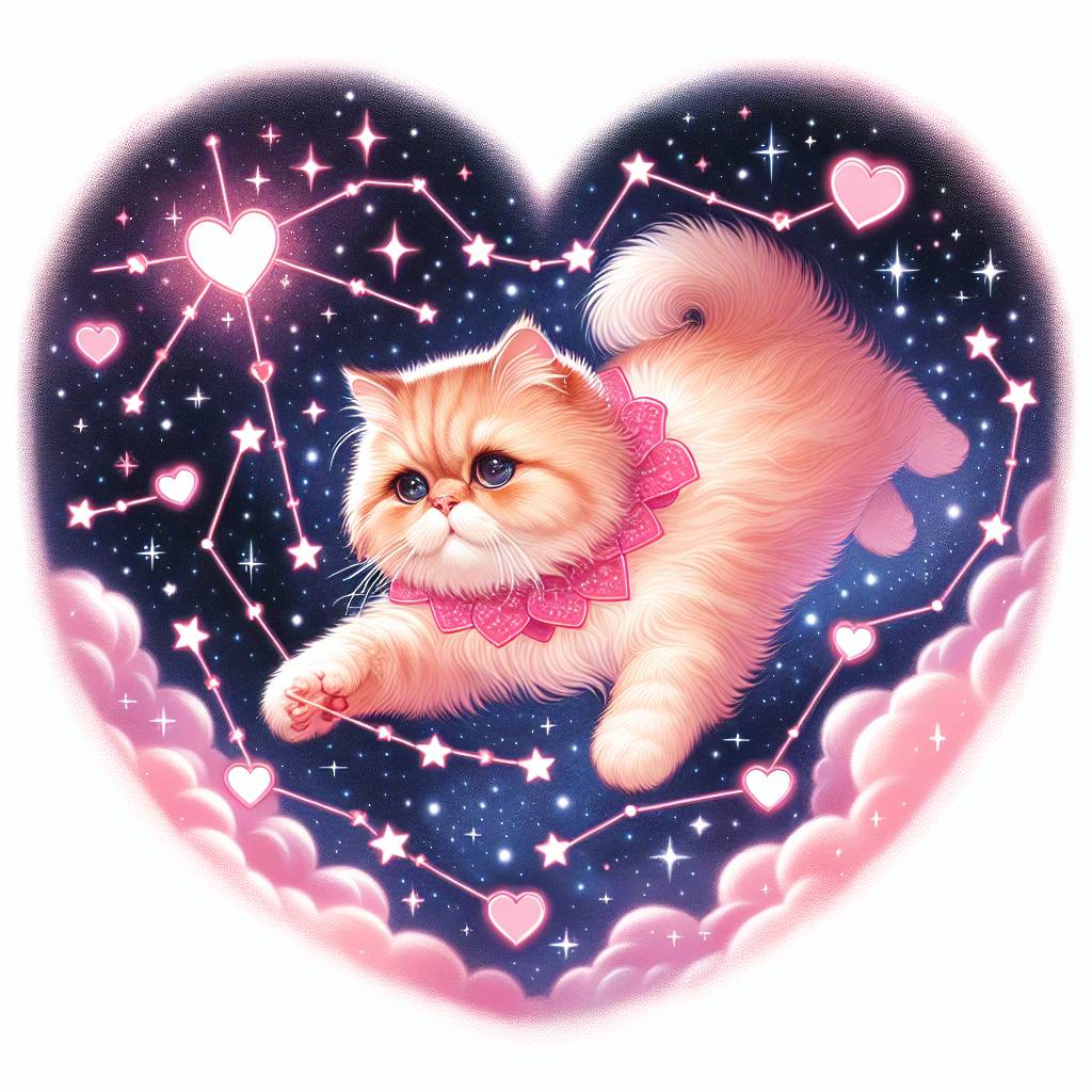 1) Valentines-day AI Generated Card - Ginger pershion cat, Space, and Star (06a2c)