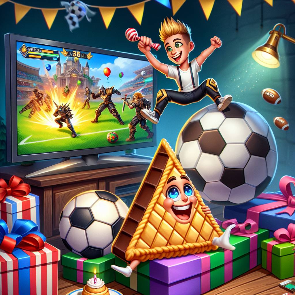 2) Birthday AI Generated Card - Gaming , Fortnite, Football, Rugby, and Toblerone (44ad4)