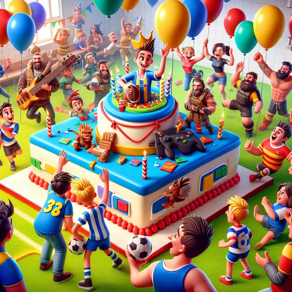 1) Birthday AI Generated Card - Gaming , Fortnite, Football, Rugby, and Toblerone (1f2ec)