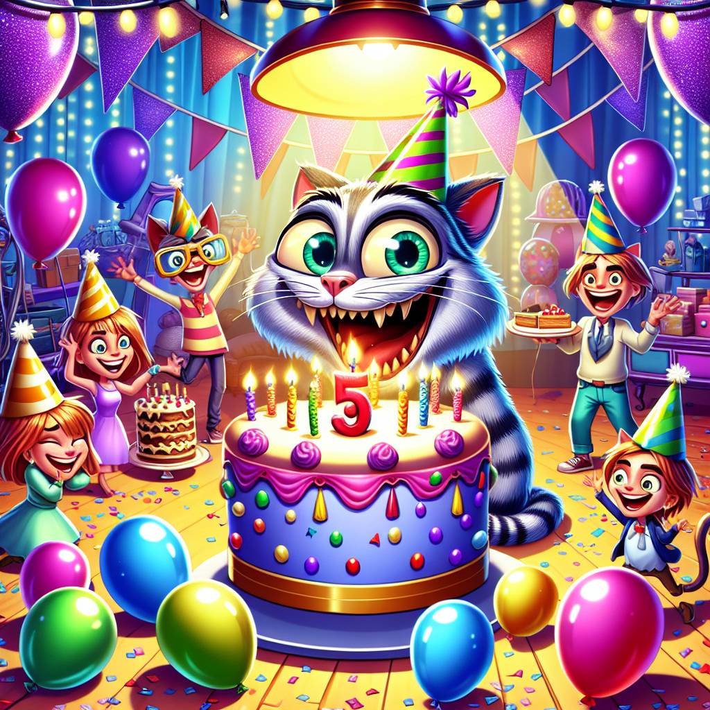 1) Birthday AI Generated Card - Creepy cat (978c9)