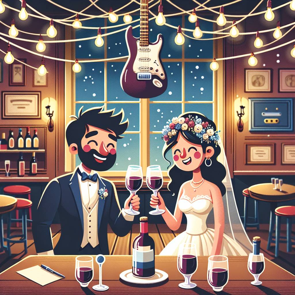 1) Wedding AI Generated Card - Wine, Pub, and Electric Guitar (9a2cc)