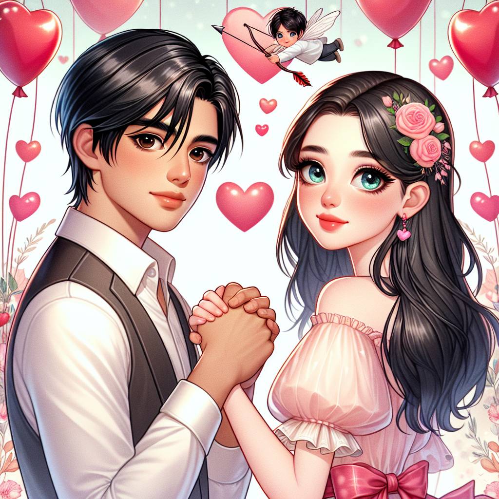 1) Valentines-day AI Generated Card - Indian boy with black hair and  irish blue eyed dark hair girl (c0db7)