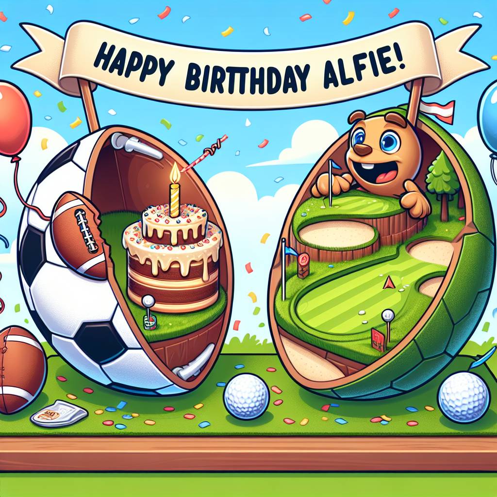 3) Birthday AI Generated Card - football and golf (5b4d8)