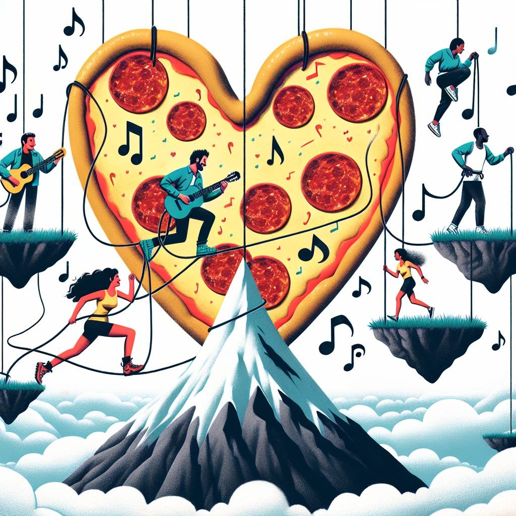 1) Valentines-day AI Generated Card - Climbing, running, mountains, guitar, pizza (f7079)