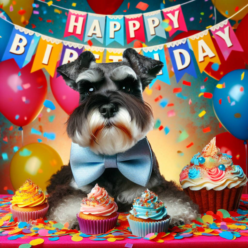 2) Birthday AI Generated Card - Miniature Schnauzer   (23e16)