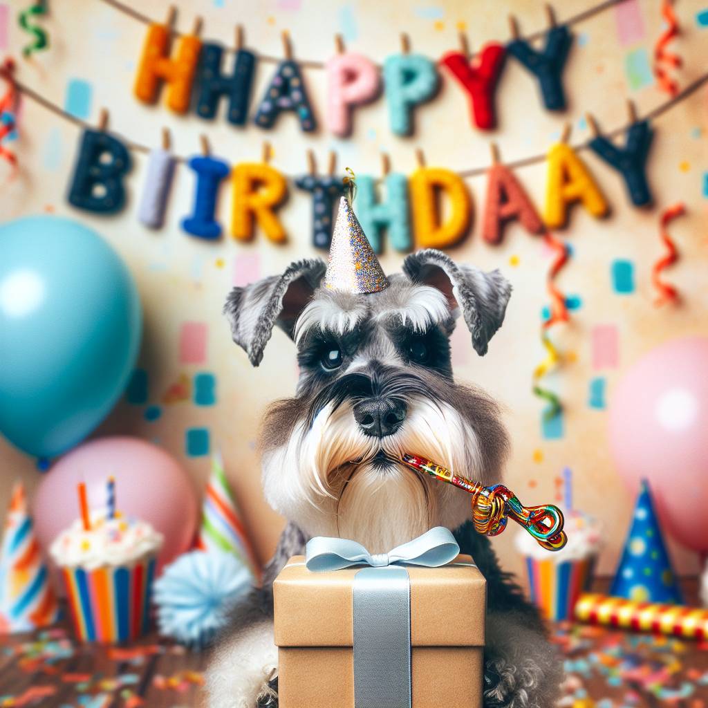 4) Birthday AI Generated Card - Miniature Schnauzer   (82cc9)