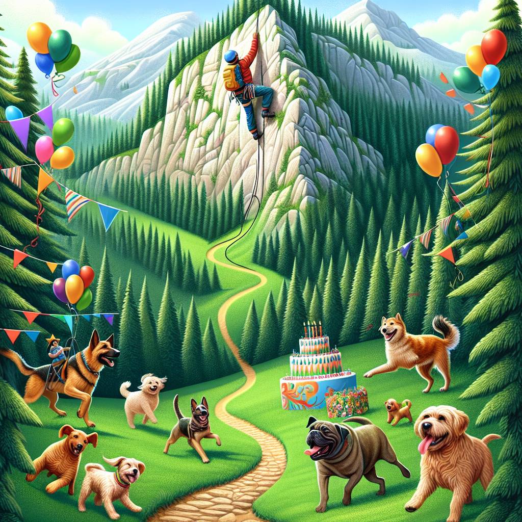 2) Birthday AI Generated Card - rock climbing, guitar, trail running, mountains, forests, dogs (d8cfd)