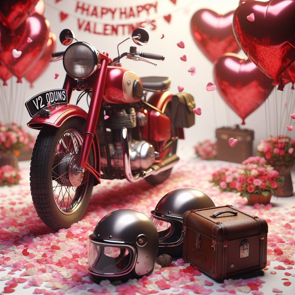 1) Valentines-day AI Generated Card - Harley Davidson motorbike registration V2 ODD (da264)