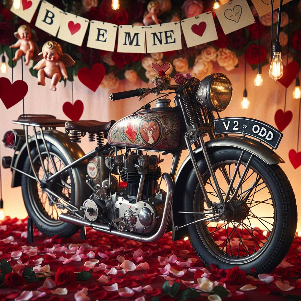 2) Valentines-day AI Generated Card - Harley Davidson motorbike registration V2 ODD (c51e9)