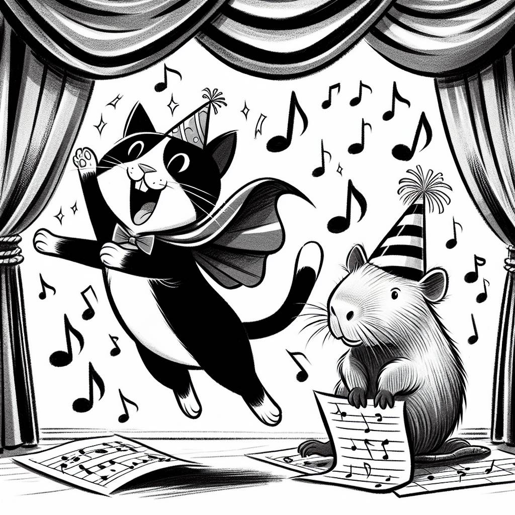 2) Birthday AI Generated Card - Black and white cat, Marvel, Capybara , and Musicals (c3010)