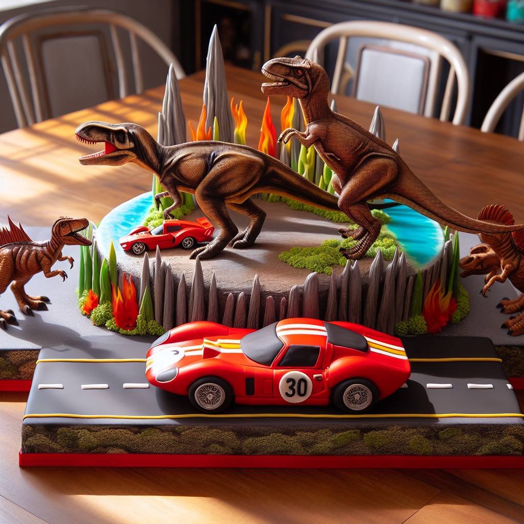 1) Birthday AI Generated Card - Lightning McQueen , and Dinosaurs (2c05a)