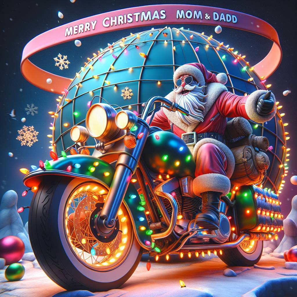 1) Christmas AI Generated Card - Christmas/ motorbike/ travel (ab79b)