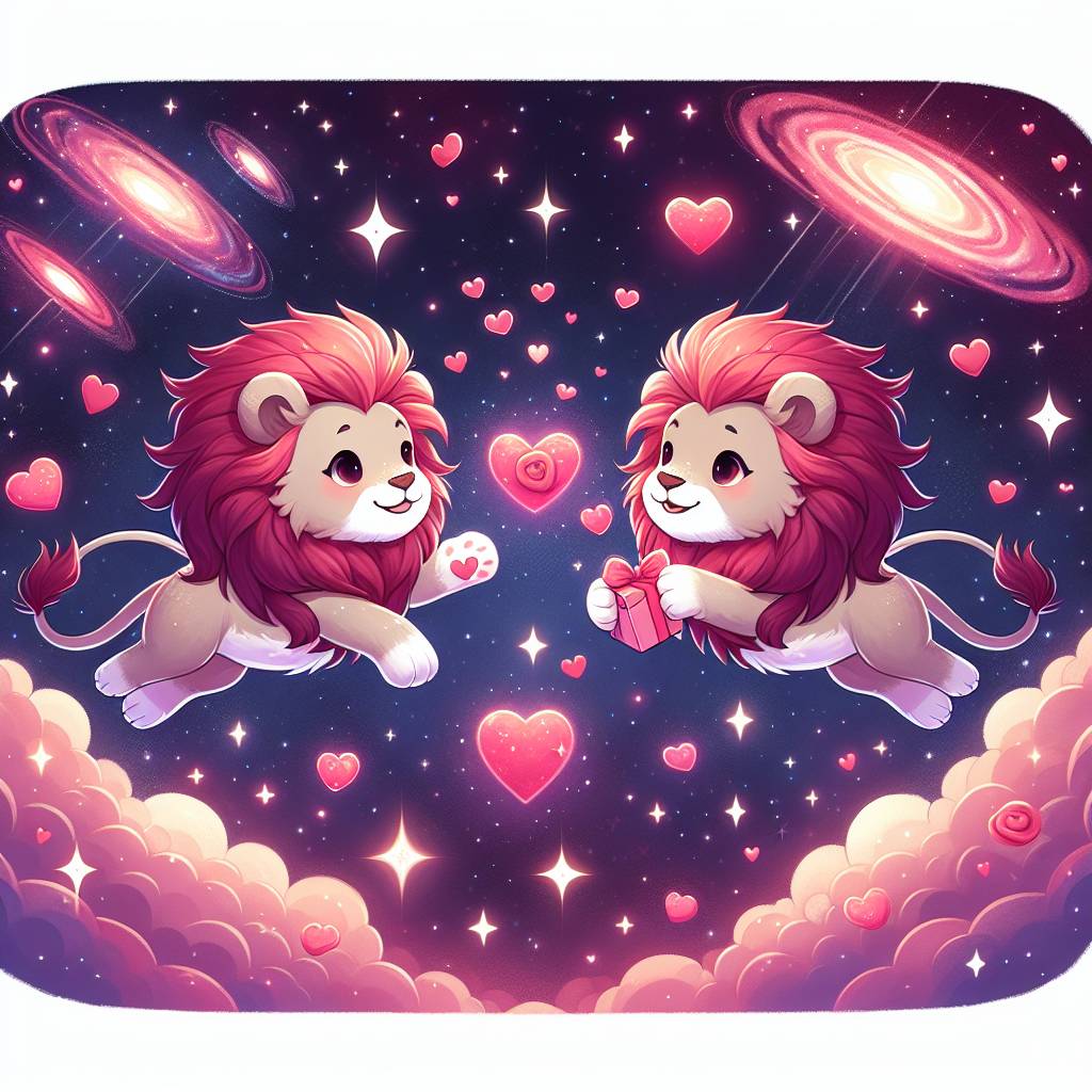 2) Valentines-day AI Generated Card - Lions, and Space (5d808)