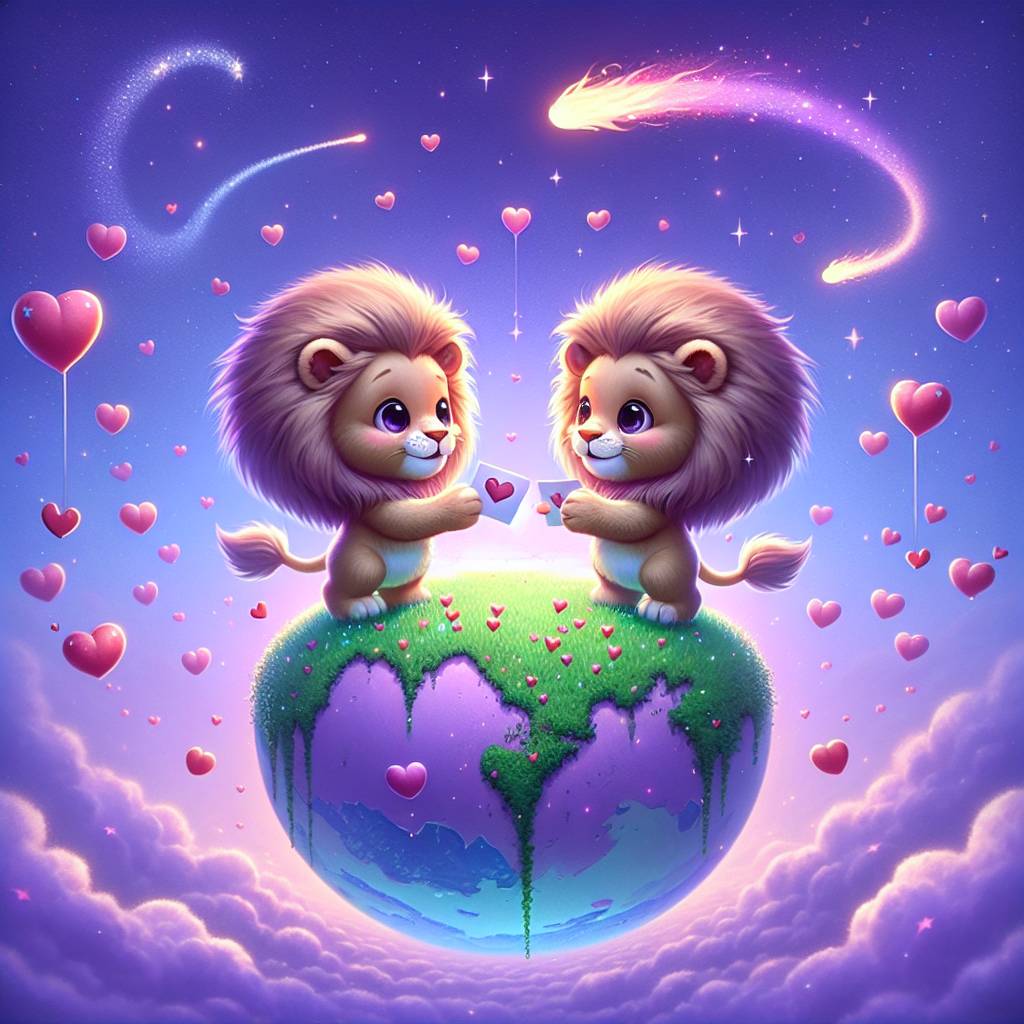 1) Valentines-day AI Generated Card - Lions, and Space (24884)