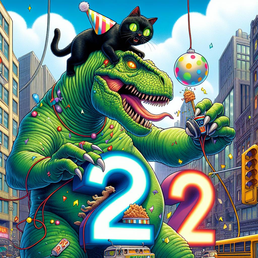 1) Birthday AI Generated Card - Headphones , Black cat , 22, Godzilla , and Can of tuna (ae3f6)