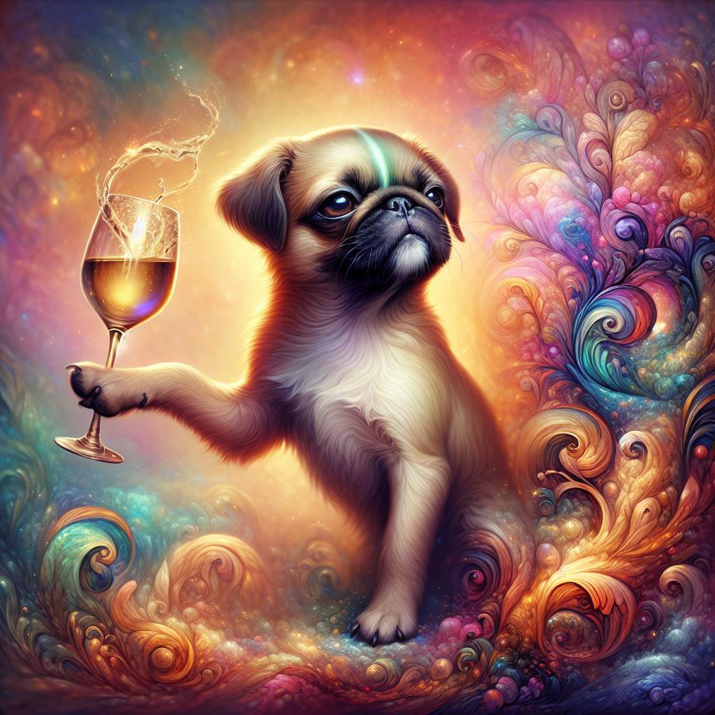 2) Anniversary AI Generated Card - Disney pug drinking wine (f0afd)