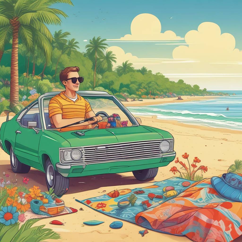 3) Fathers-day AI Generated Card - Beach, Sun, 80s music, Garden, and Steak (b23d2)