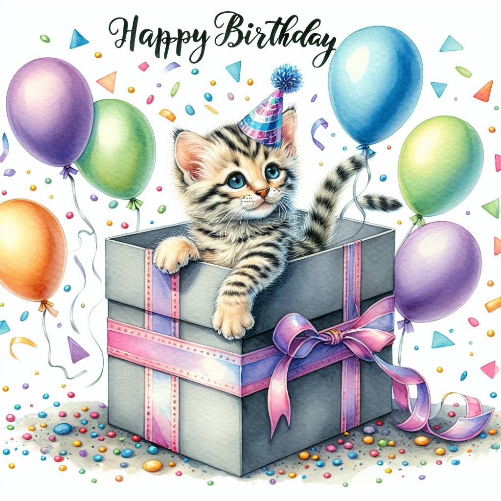 1) Birthday AI Generated Card - Egyptian Mau Birthday Cards (d300c)