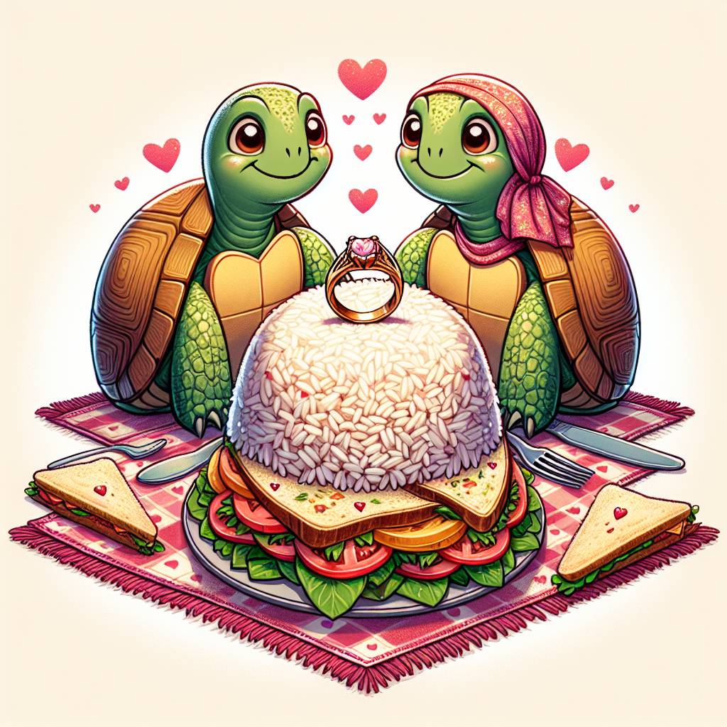 1) Valentines-day AI Generated Card - Turtles, biriyani , wedding ring , blt sandwich (1ae07)