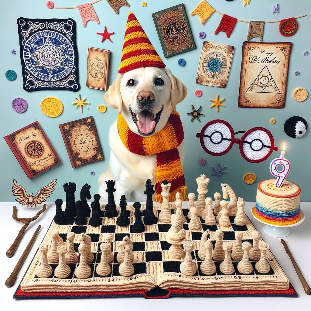 2) Birthday AI Generated Card - Labrador , Crochet, Chess, and Harry potter (b3ad5)
