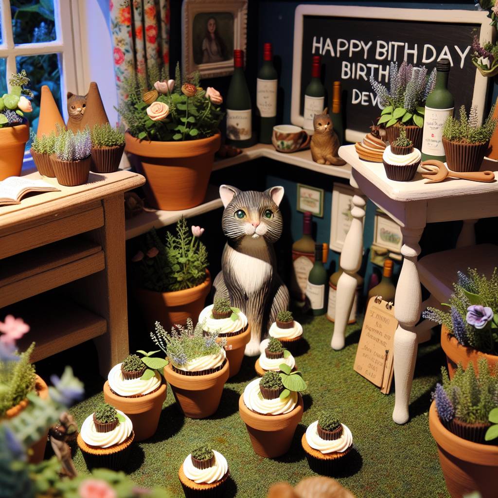 2) Birthday AI Generated Card - Gardening, Cats, Teaching, Wine, and Devon (6c8b8)