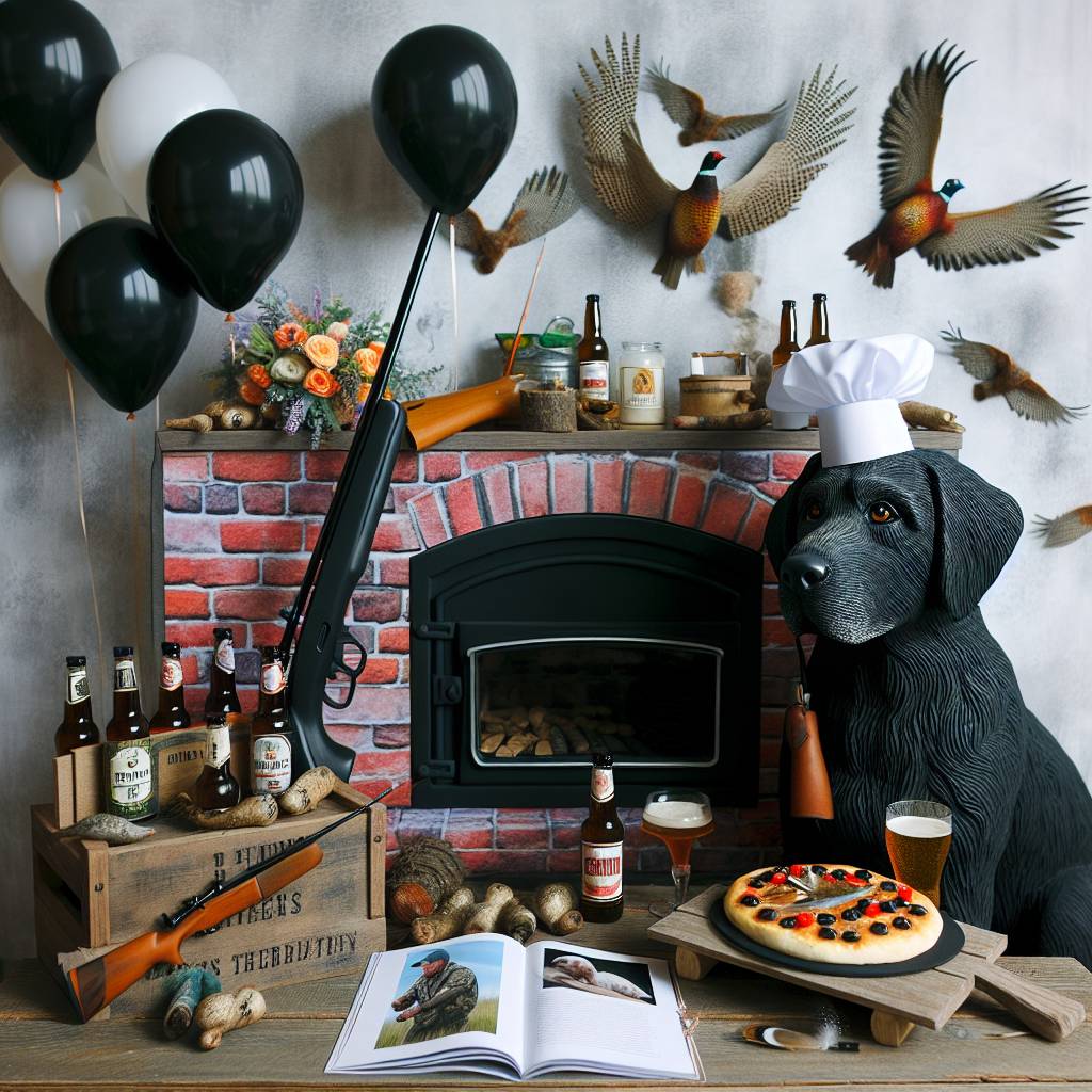 2) Birthday AI Generated Card - Black Labrador dog, Fishing, Cooking, Shooting, Pheasant, Bricklayer, and Beer (39ee8)