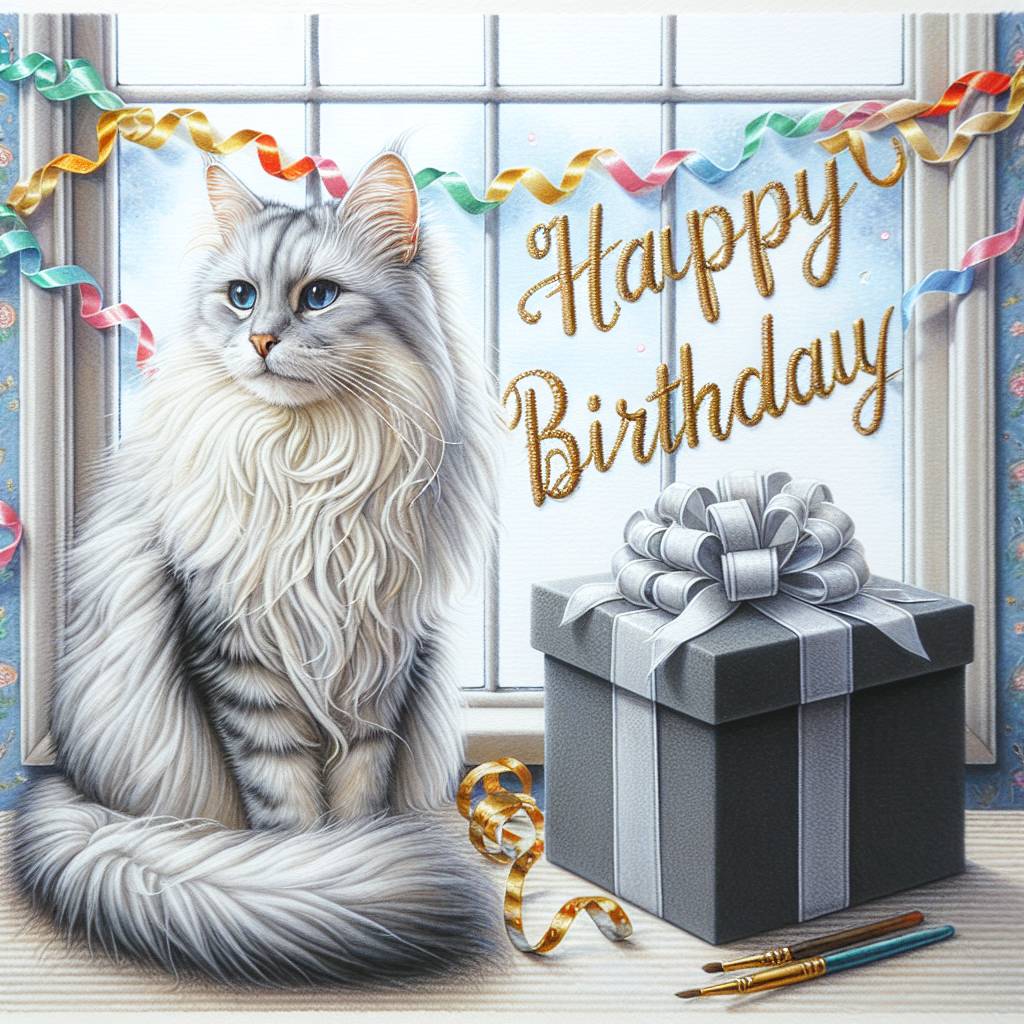 3) Birthday AI Generated Card - Turkish Angora Birthday Cards (57842)