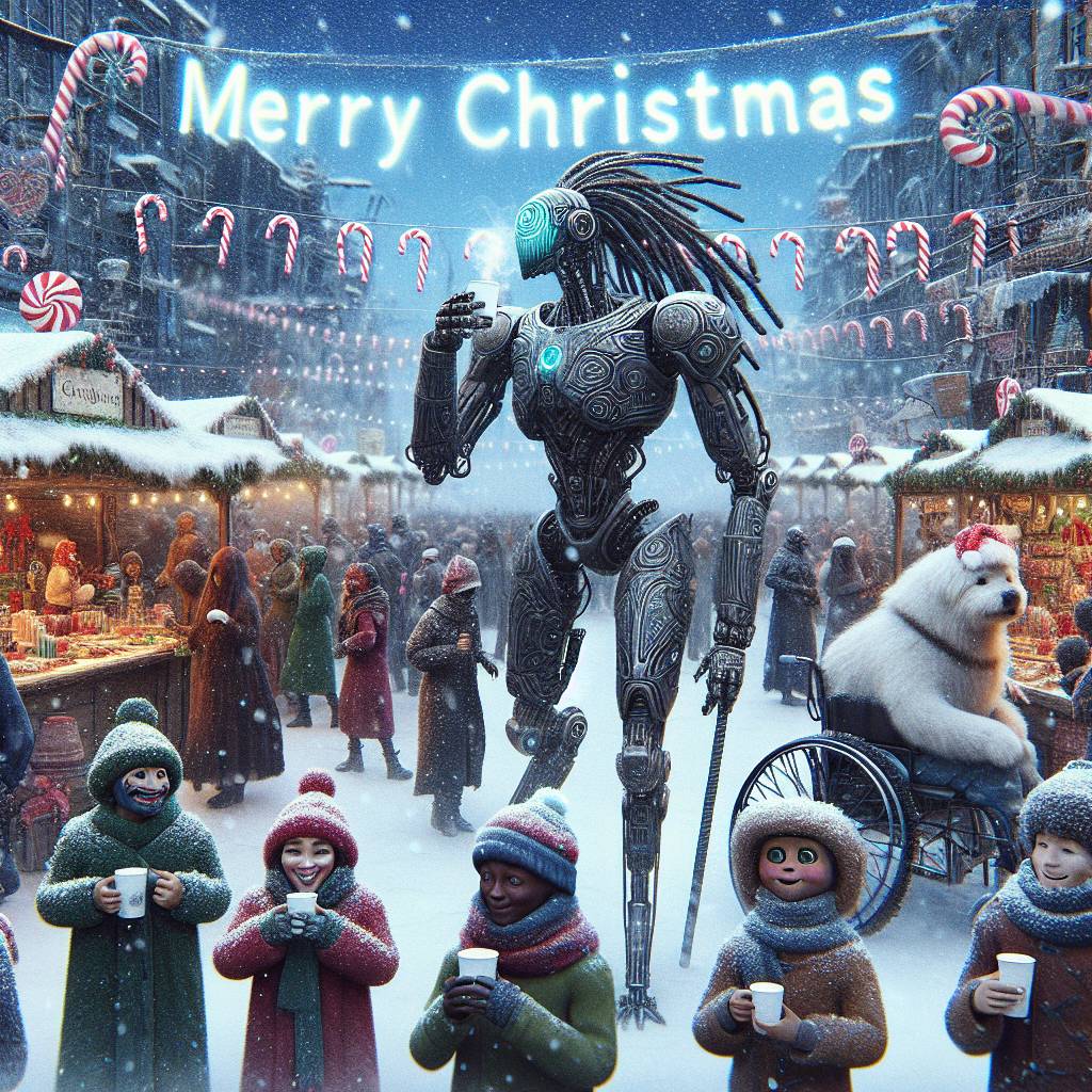3) Christmas AI Generated Card - Nightmare before Christmas , Robocop, and Predator (3e38a)