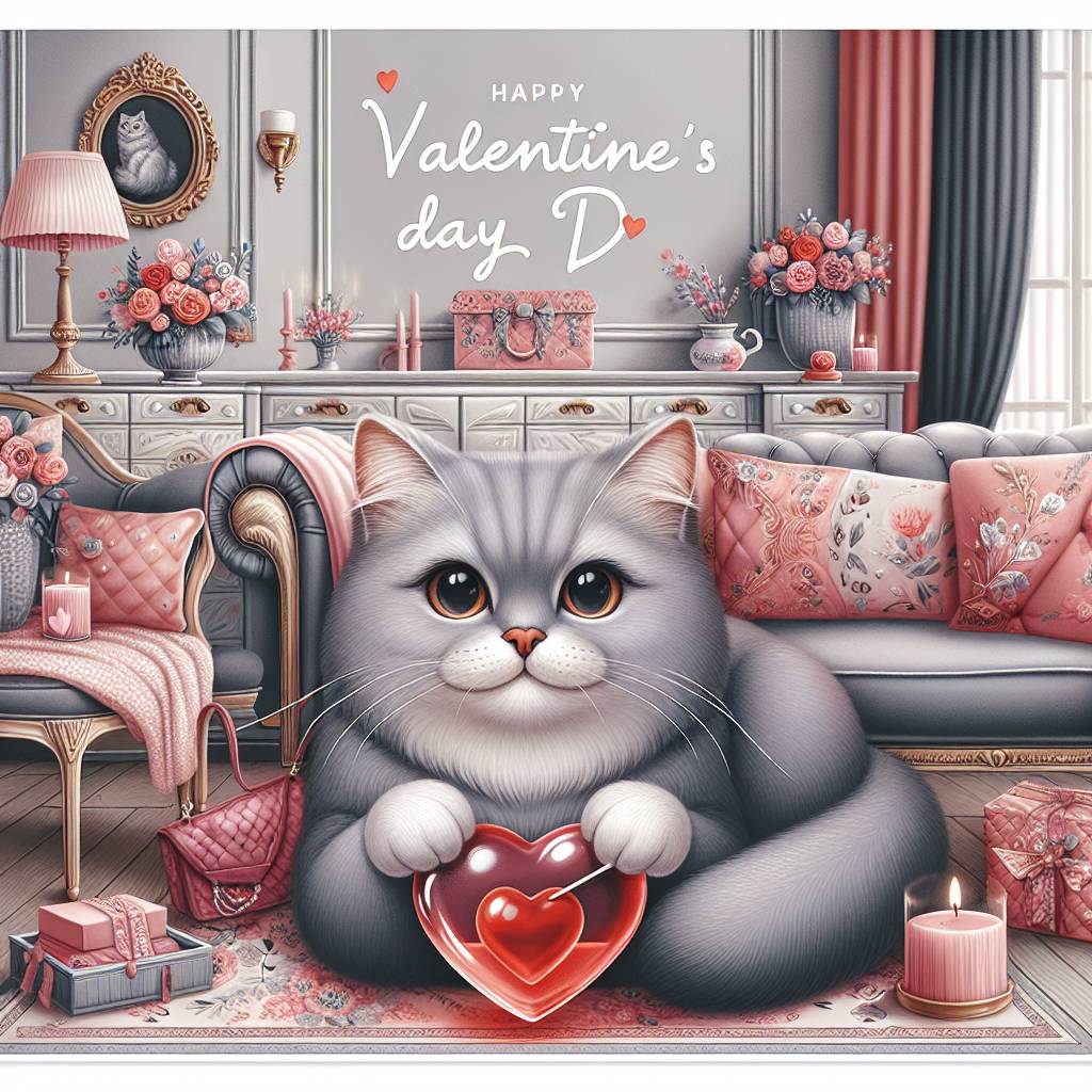 1) Valentines-day AI Generated Card - Grey cat called Uno, Real Housewives of New Jersey, and Jelly (2fda4)