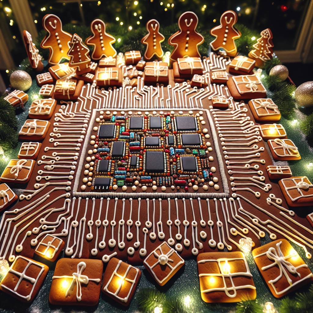 1) Christmas AI Generated Card - Technology, Gingerbread, and Coding