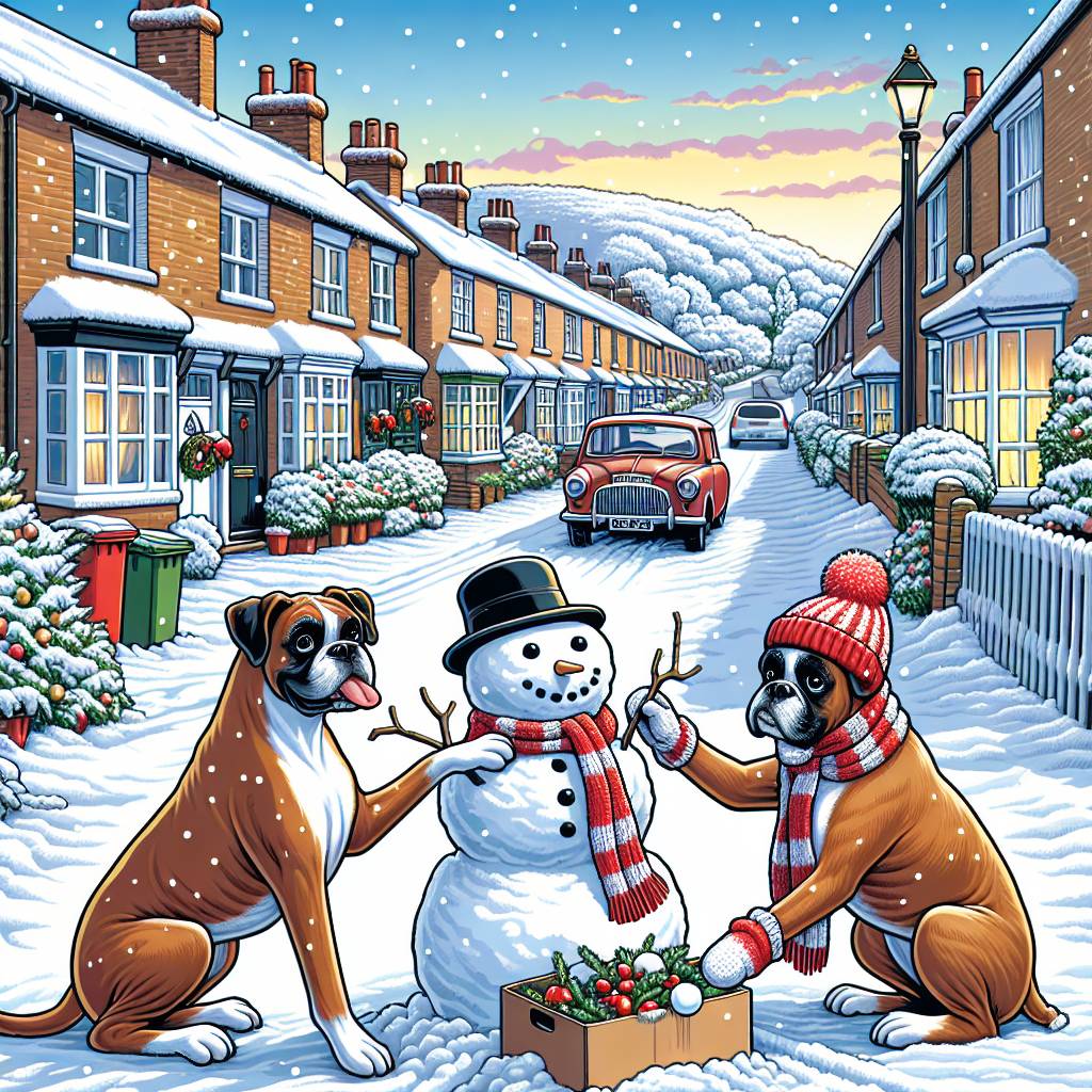 7) Christmas AI Generated Card - Neighbour, Lea Mount Close, and 2 boxer dogs
