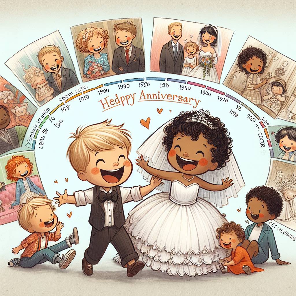 1) Anniversary AI Generated Card - Wedding anniversary, Two children, boy, girl, and History (bce1a)