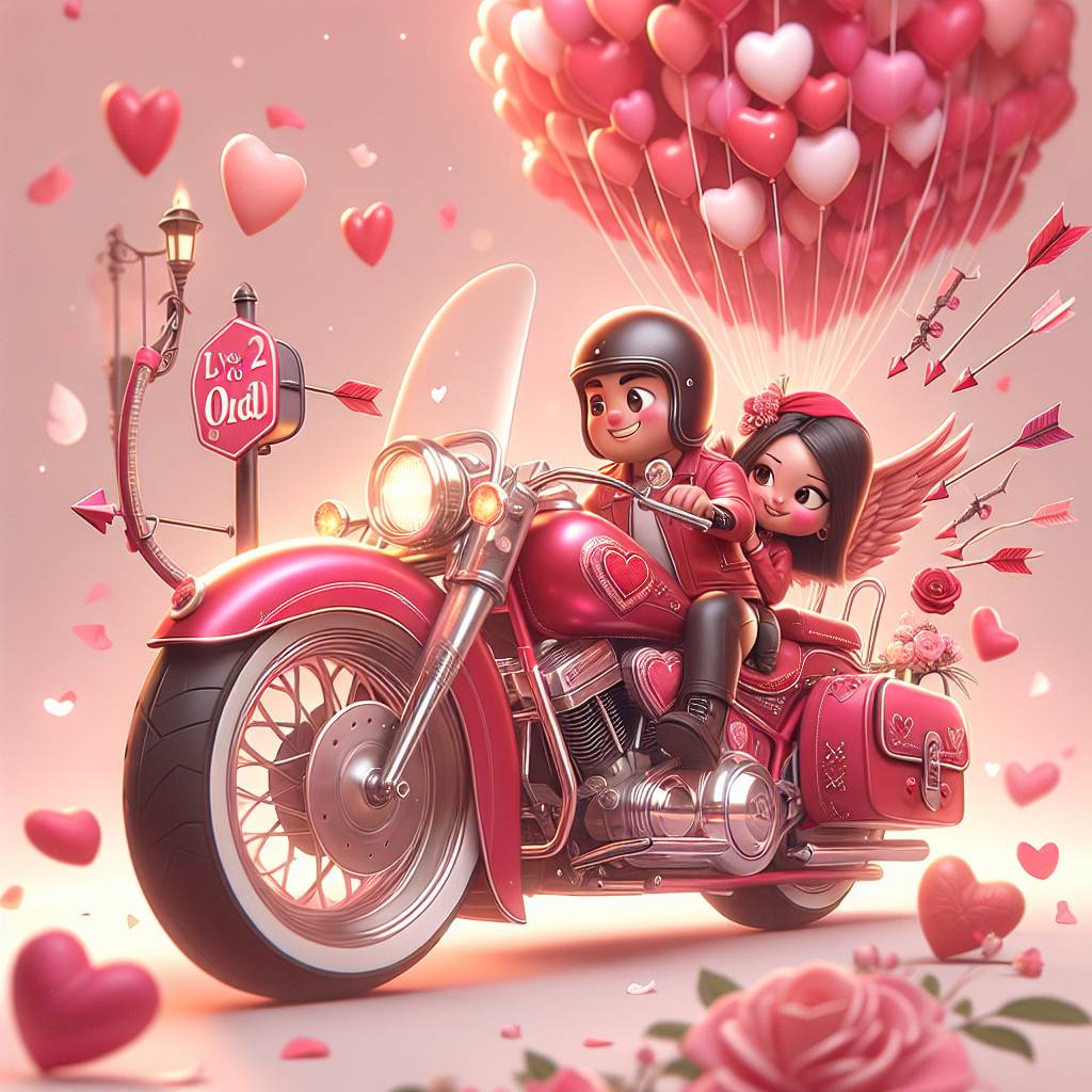 1) Valentines-day AI Generated Card -  Harley Davidson motor bike, and Registration V2 ODD (62165)