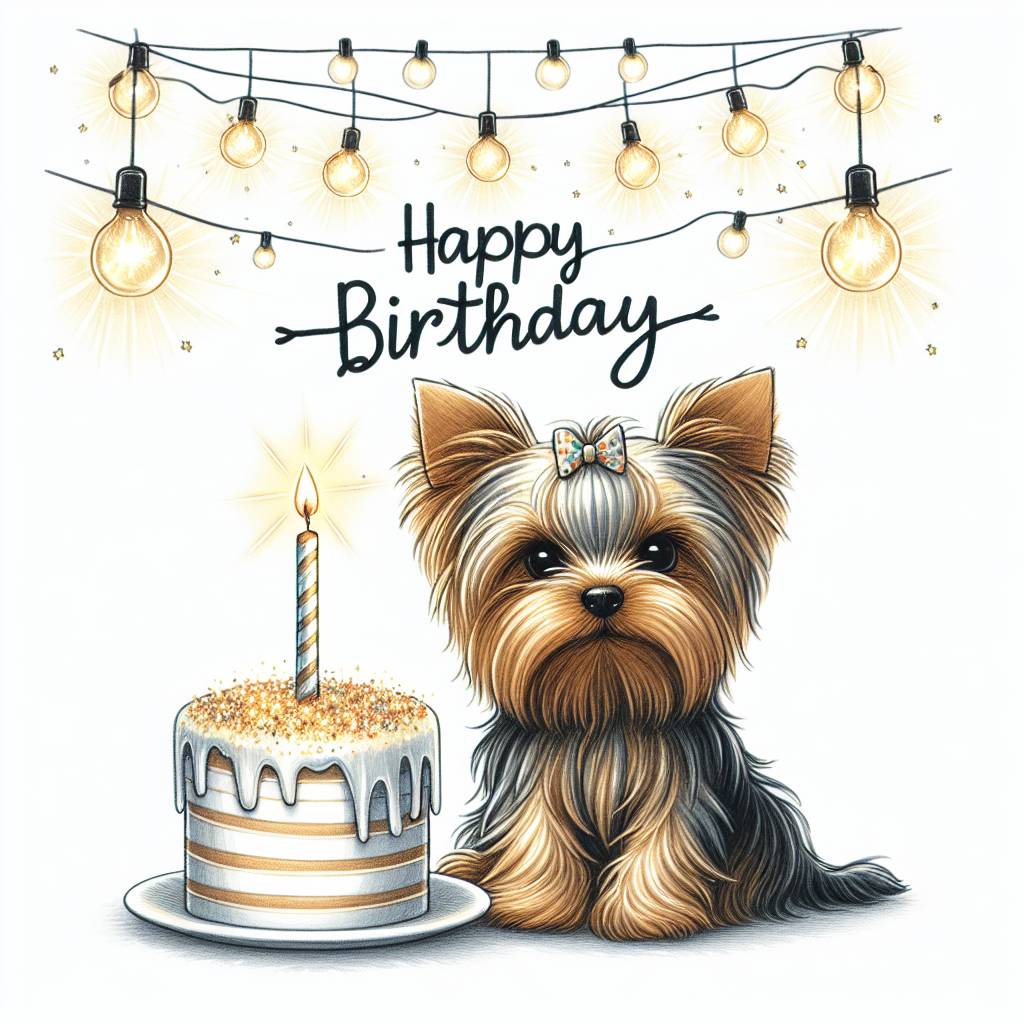 2) Birthday AI Generated Card - Yorkshire Terrier   (04c28)