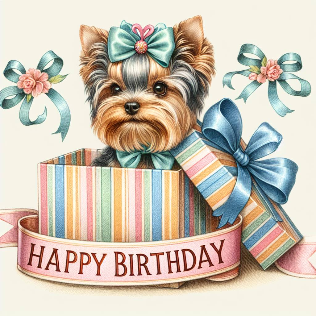 3) Birthday AI Generated Card - Yorkshire Terrier   (eb94a)