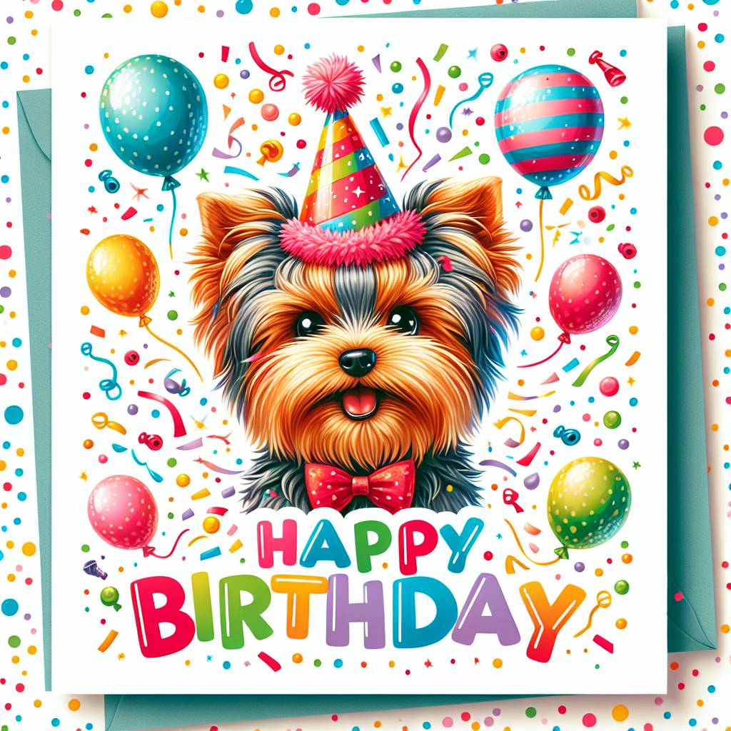 1) Birthday AI Generated Card - Yorkshire Terrier   (b81d4)