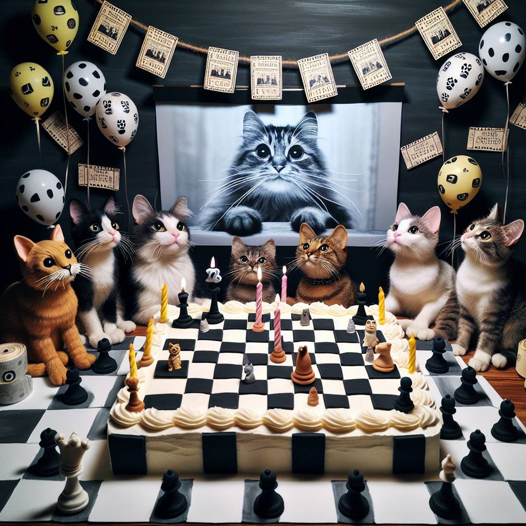 2) Birthday AI Generated Card - Chess, Cats, and Movies (1e58e)