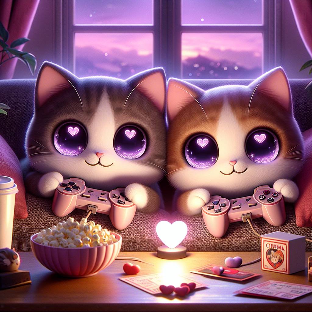 1) Valentines-day AI Generated Card - Cats, Gaming, Anime, Purple, and Movies (15722)