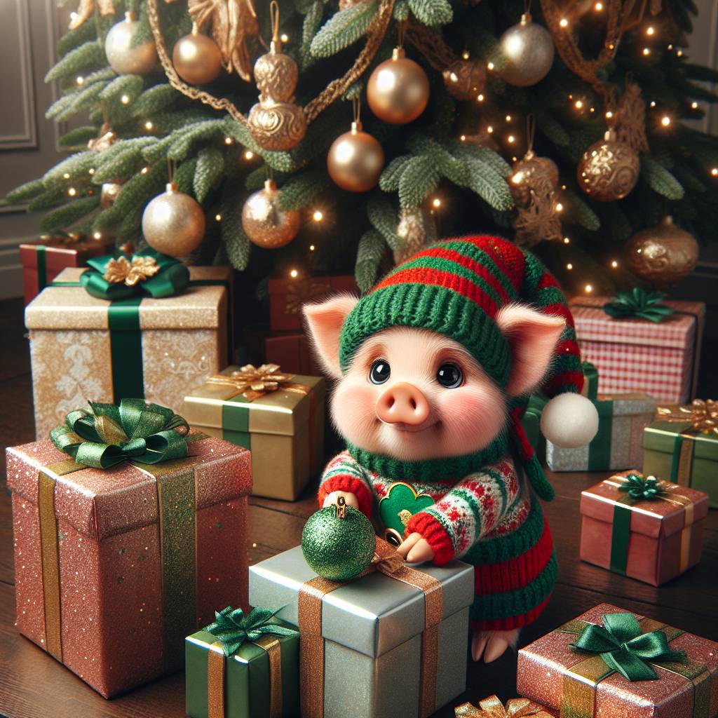 2) Christmas AI Generated Card - Pig (d3aba)