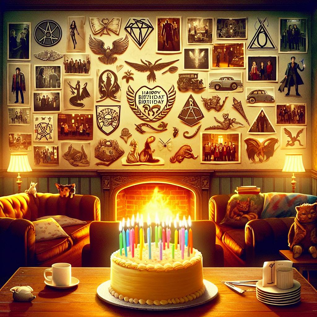 4) Birthday AI Generated Card - Marvel characters, Harry Potter, and A cozy room (95f32)})
