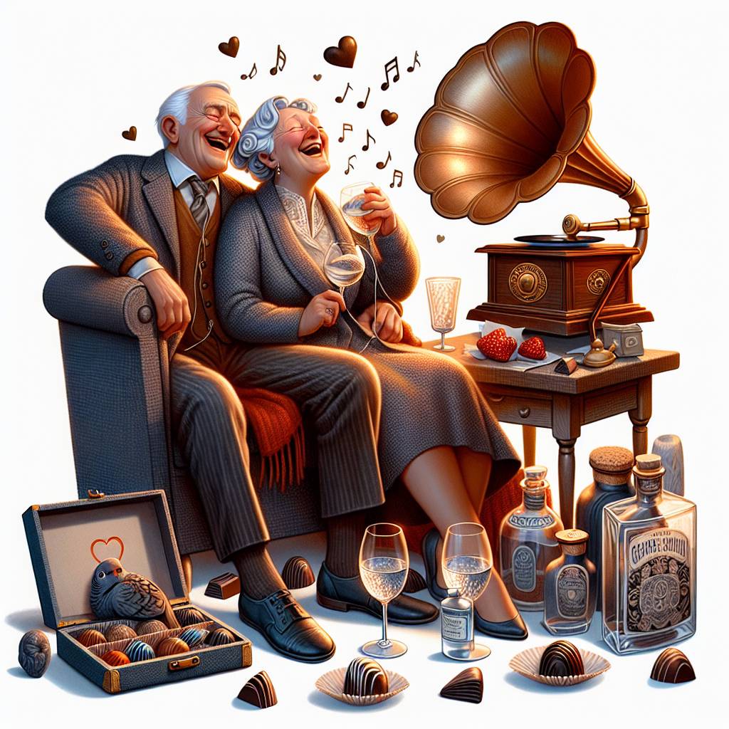 1) Valentines-day AI Generated Card - Music, chocolate, gin, laughing,  (8d23d)