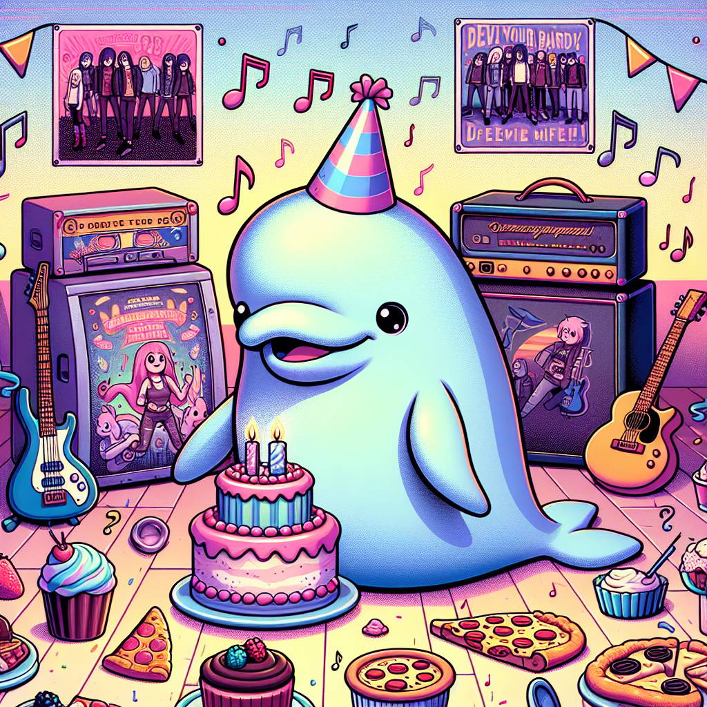 1) Birthday AI Generated Card - Beluga, Food, Electric guitar, Music, Bands, Emo, and Cool (ddaf0)