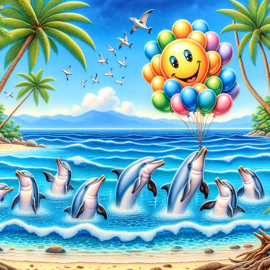 1) Birthday AI Generated Card - Dolphins, Thailand, and Smileys (2158c)