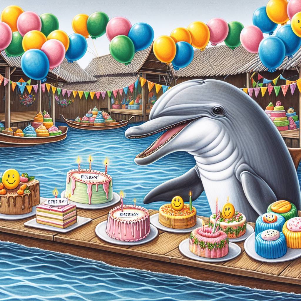3) Birthday AI Generated Card - Dolphins, Thailand, and Smileys (a81a2)