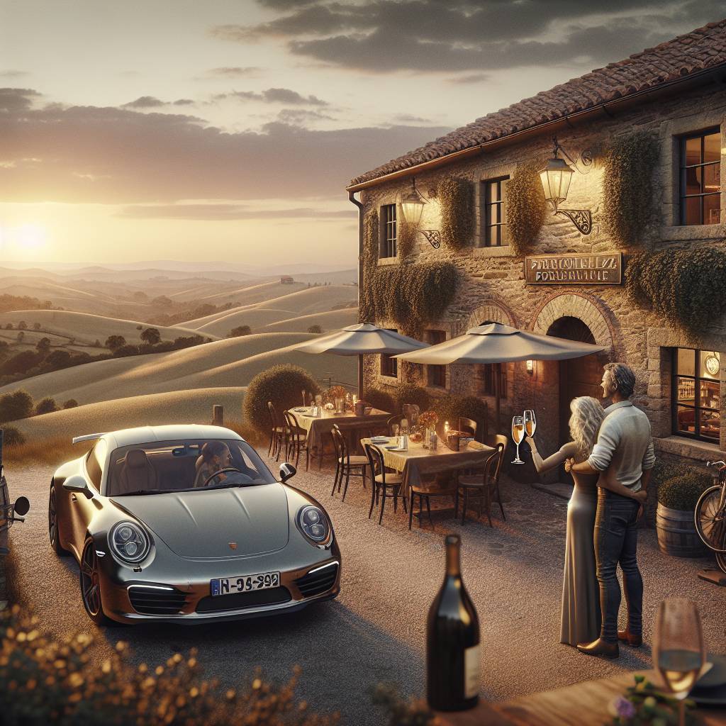 1) Anniversary AI Generated Card - Italy , Countryside , Porsche , Red wine, Champagne , and Pub (11ff8)