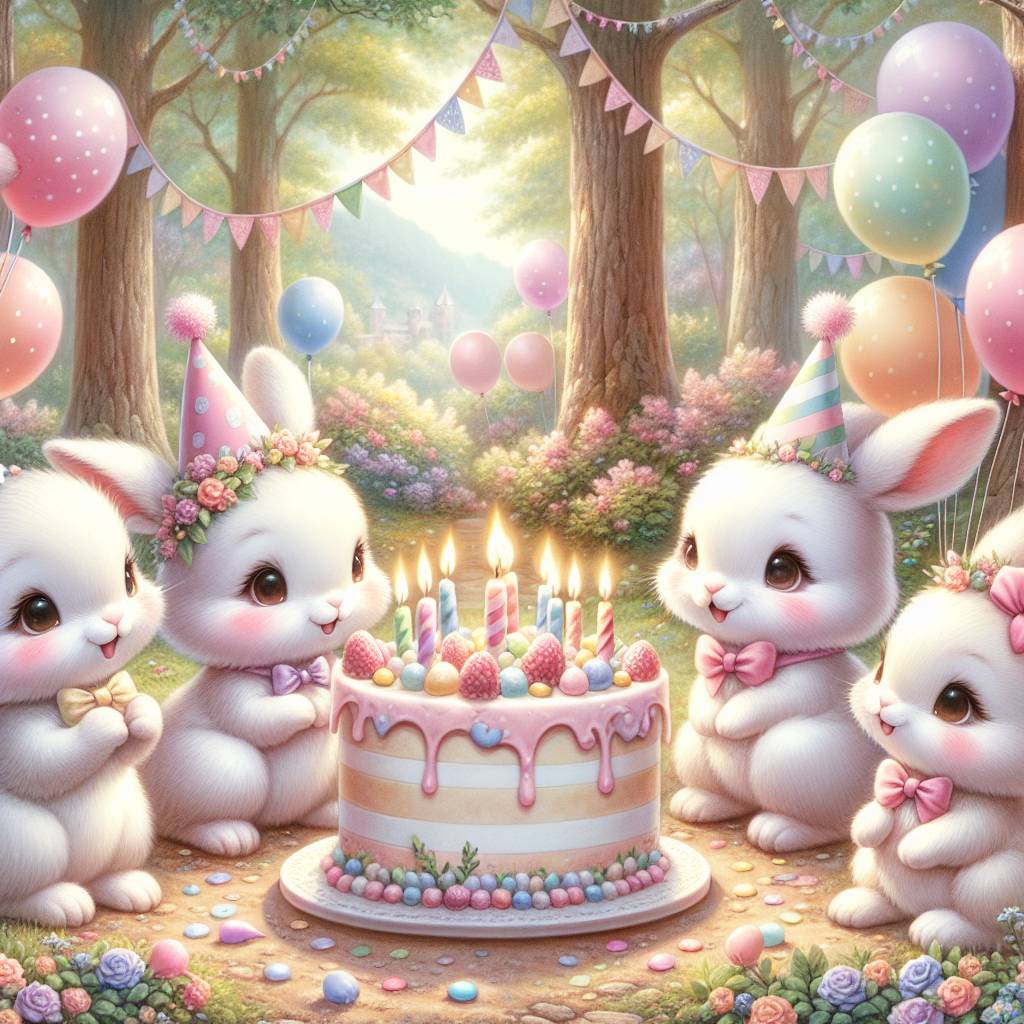 1) Birthday AI Generated Card - Rabbits (94575)