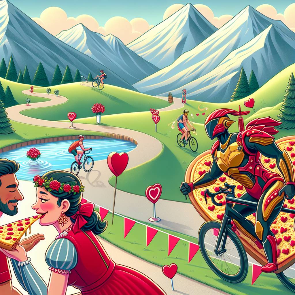 1) Valentines-day AI Generated Card - Mountains, Cheese, Running, Cycling, Swimming, Pizza, and Ironman marvel (de888)