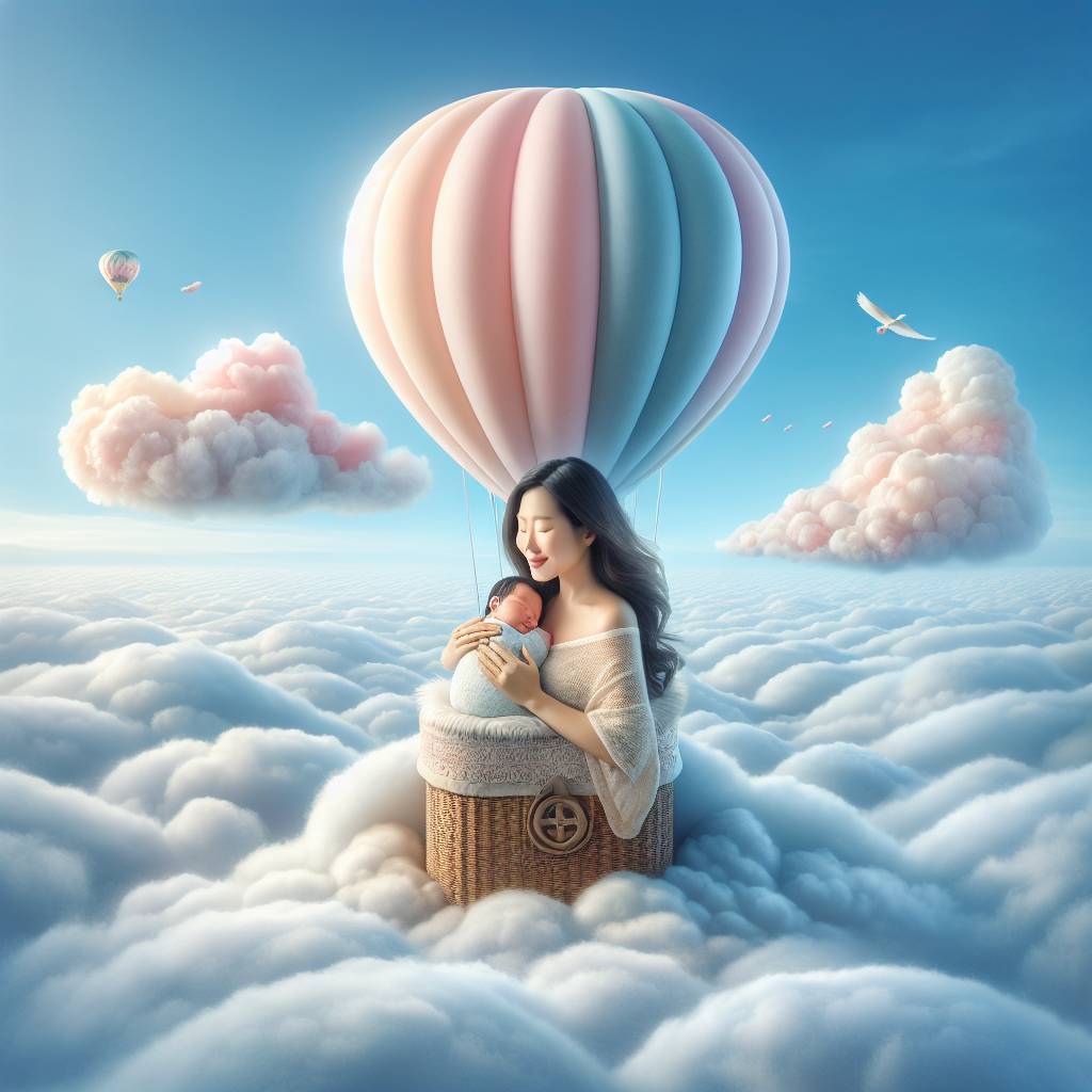 2) New-baby AI Generated Card - Air ballon, and Mother love (ed04f)