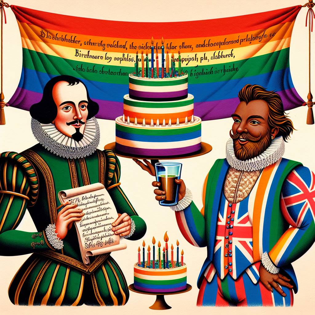 2) Birthday AI Generated Card - Shakespeare , Ireland , Union Jack , and Gay (42914)
