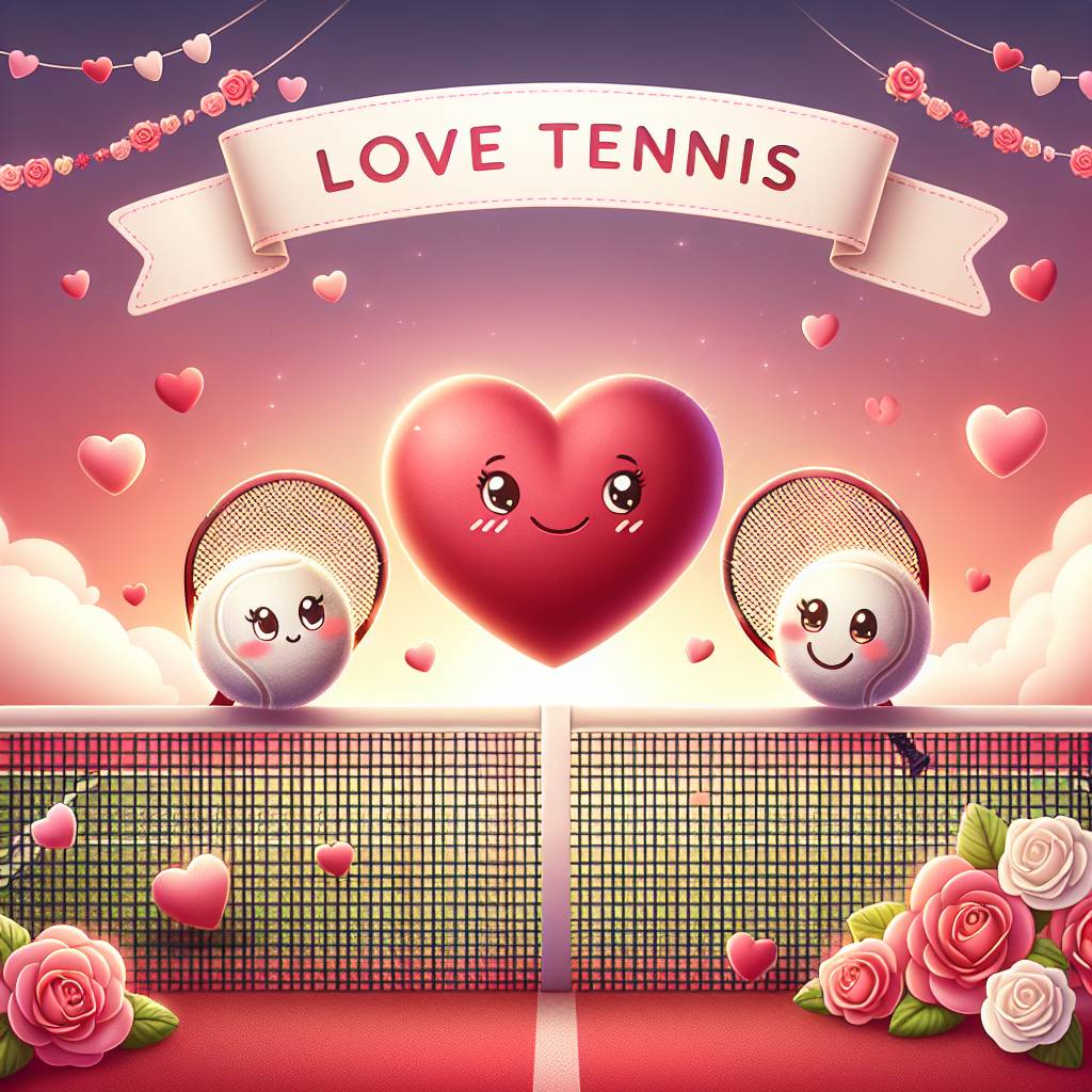 1) Valentines-day AI Generated Card - Love tennis (cda70)